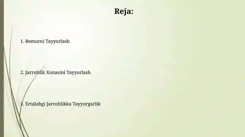 Bemorni xirurgik operatsiyaga tayyorlash 2