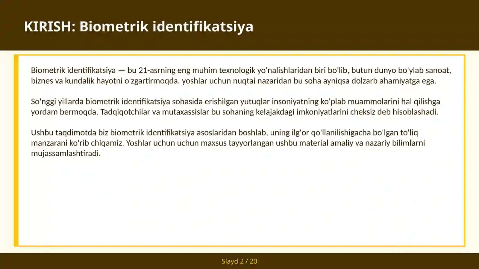 Biometrik identifikatsiya 2