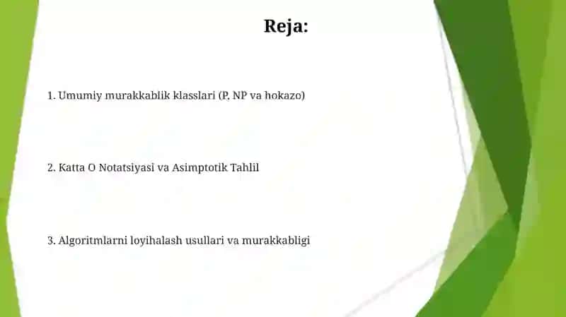 Algoritmlarning murakkabligini hisoblash va murakkablik sinflari 2