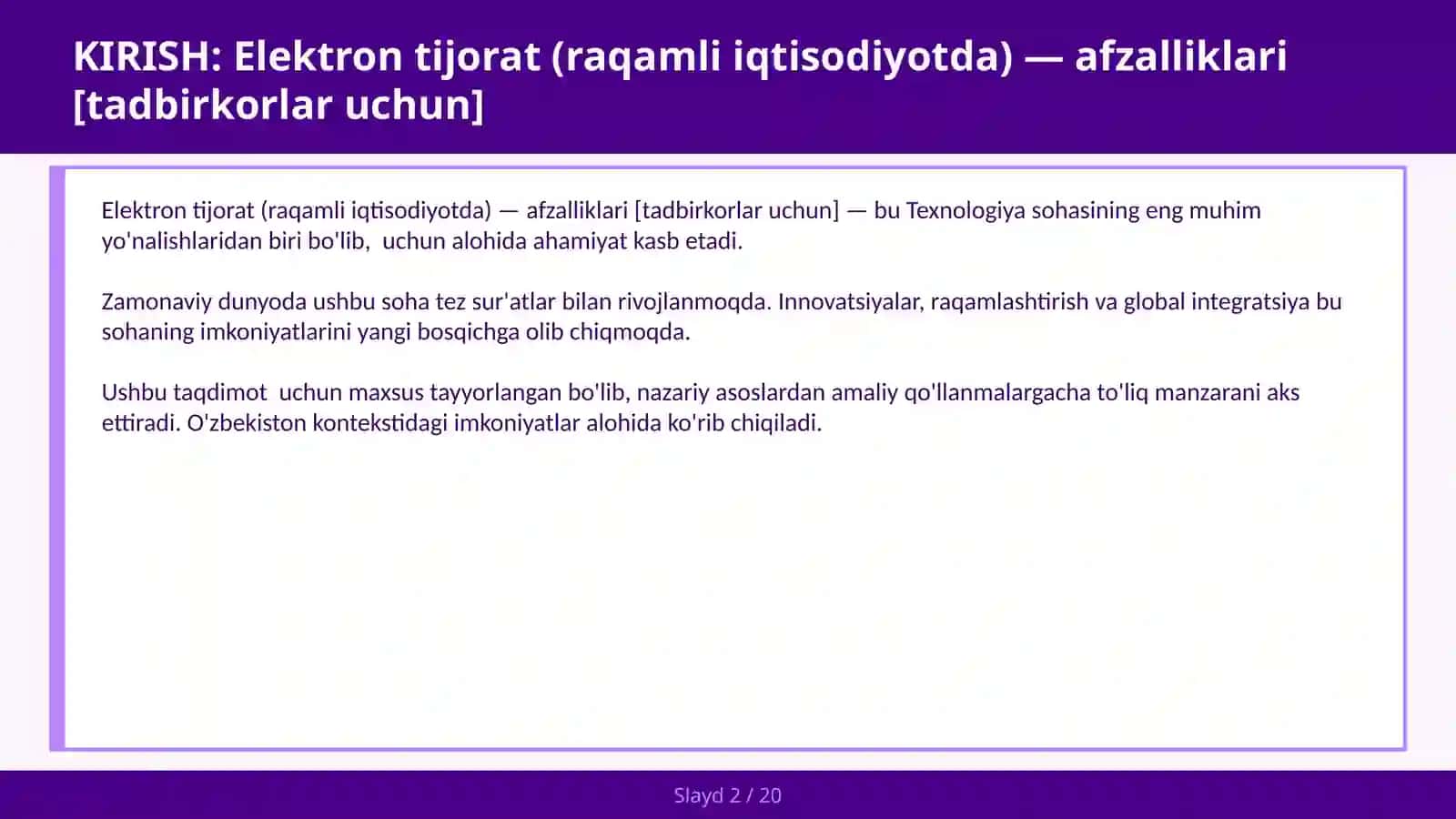 Elektron tijorat (raqamli iqtisodiyotda) — afzalliklari [tadbirkorlar uchun] 2
