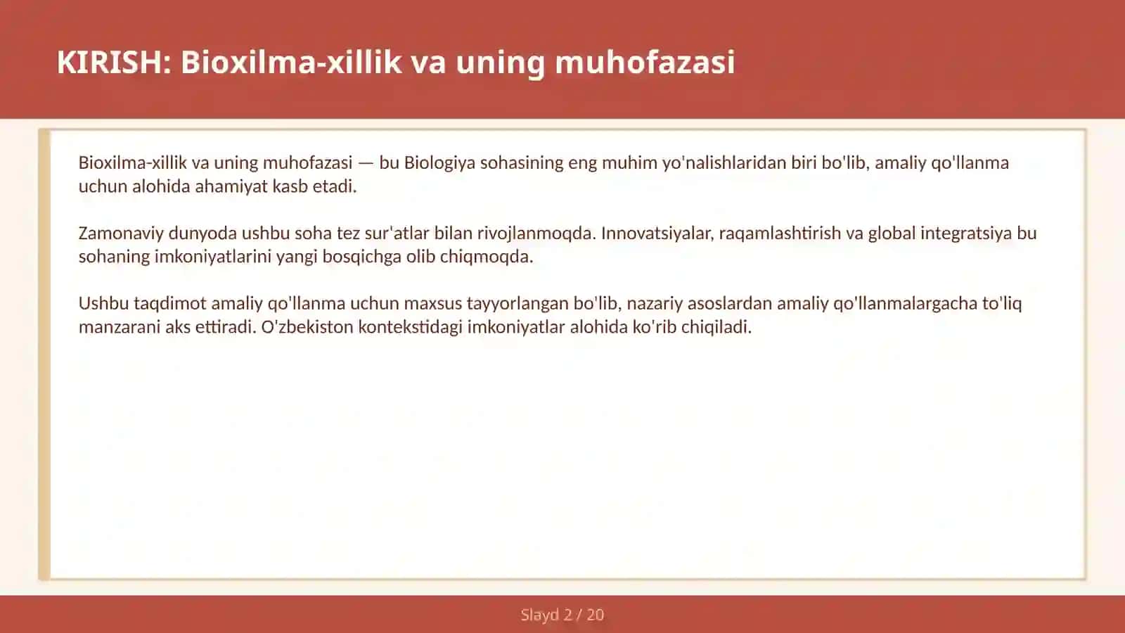 BIOХILMA-ХILLIK VA UNING MUHOFAZASI 2