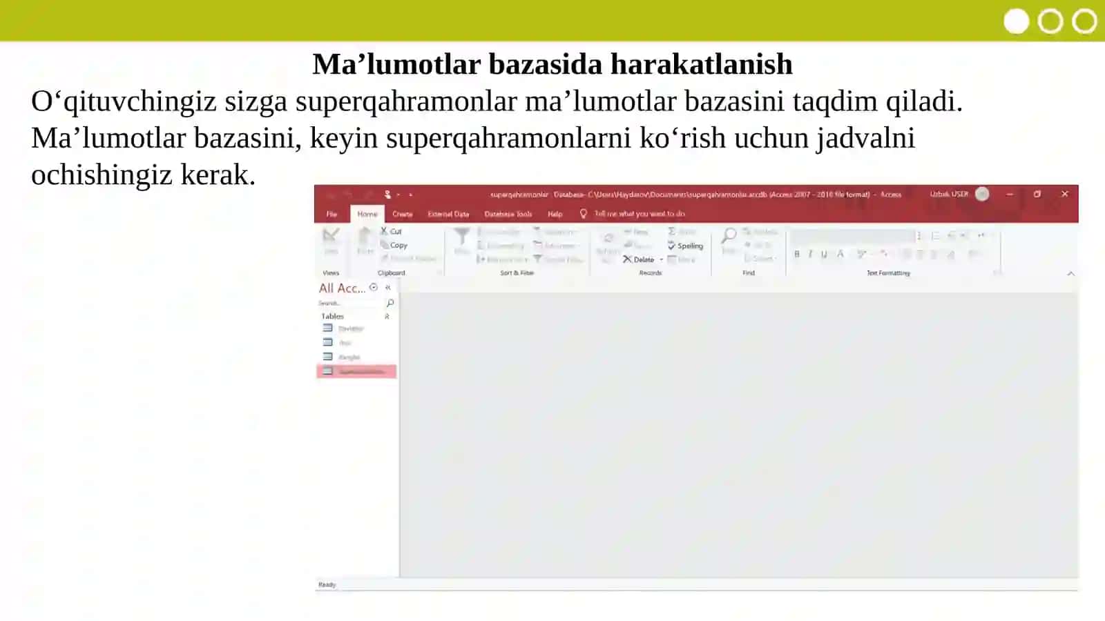 Ma’lumotlarbazasiga qayta ishlov berish 2