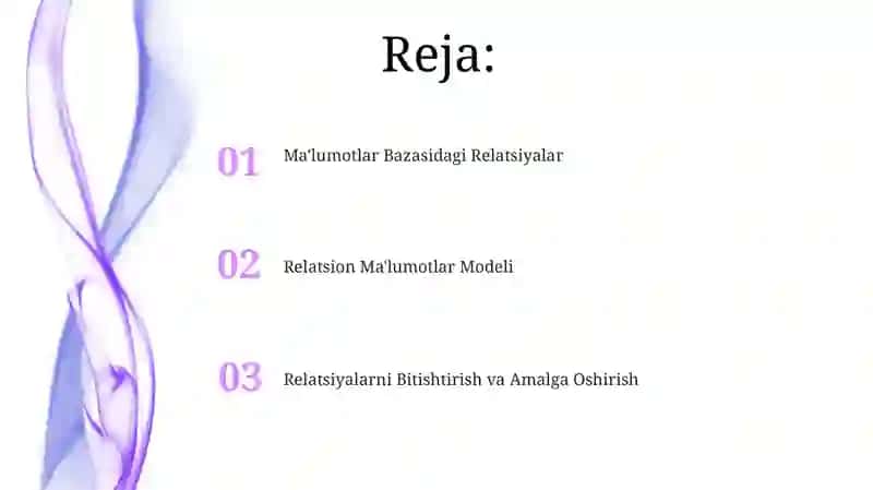 Relatsion Ma'lumotlar Modeli 2