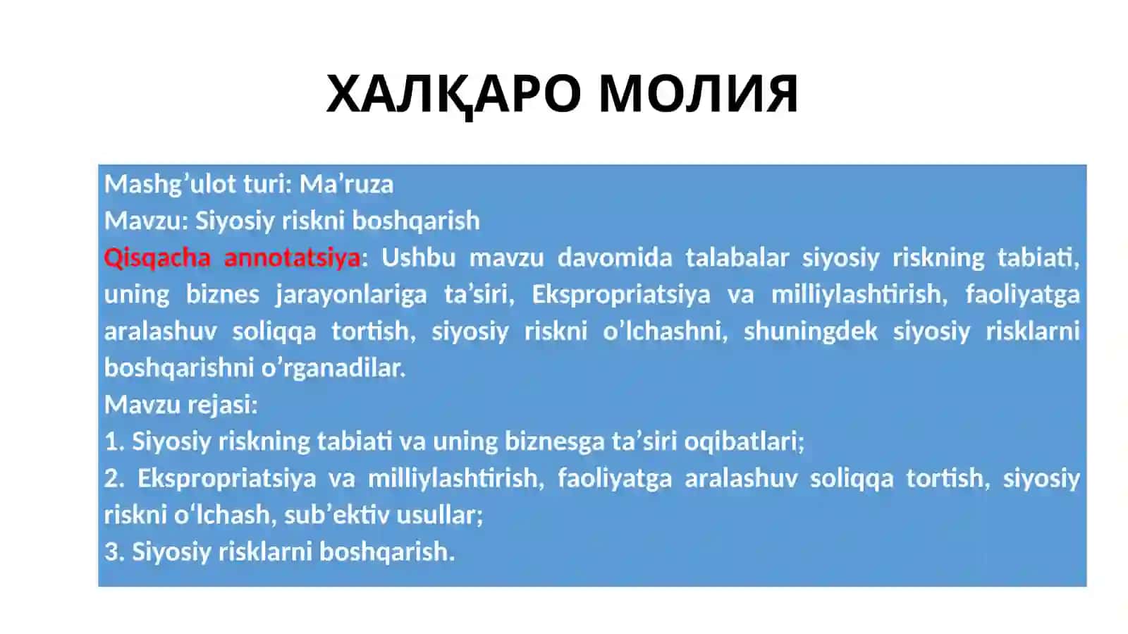 Siyosiy riskni bоshqаrish 2