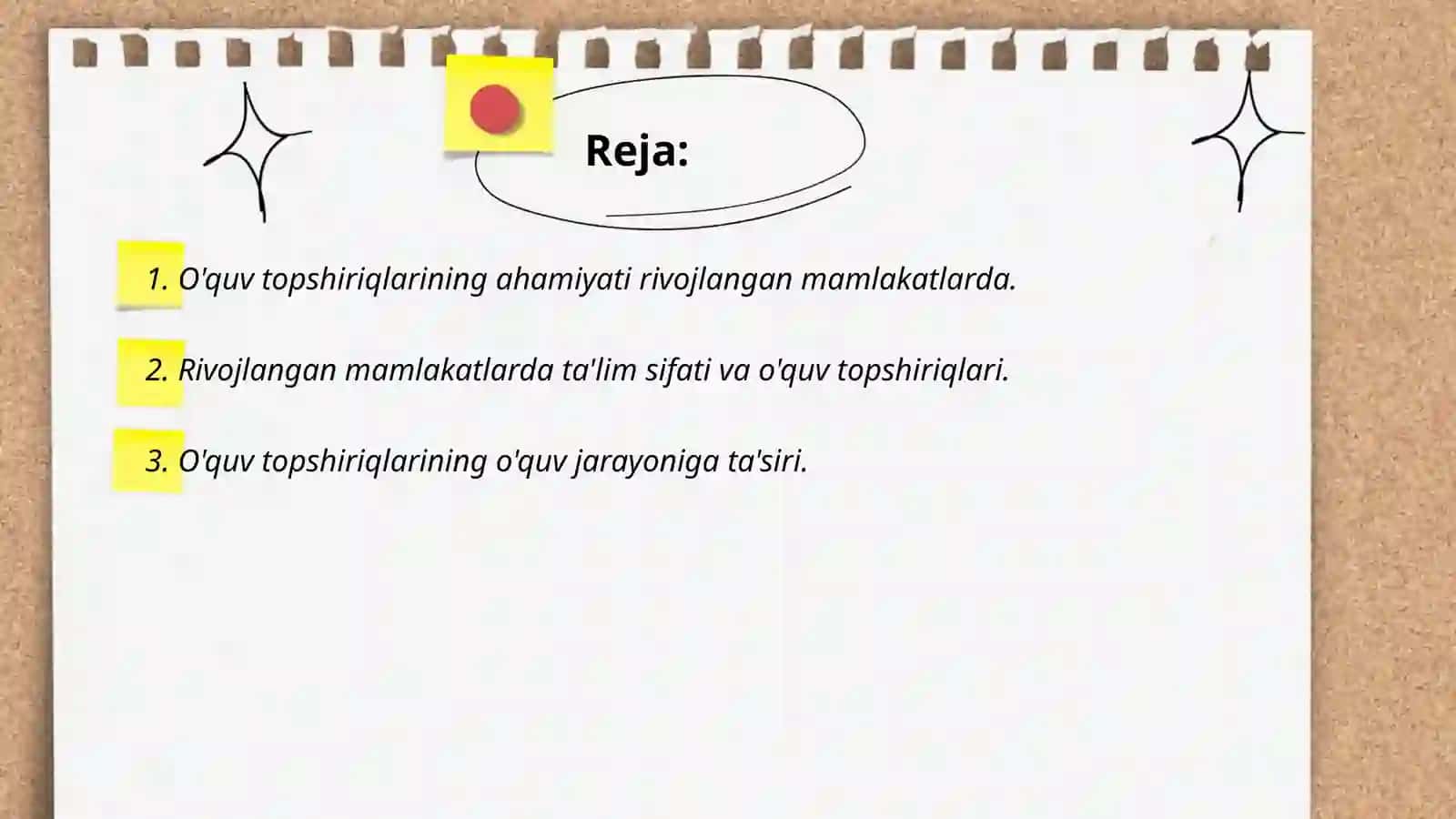 O'quv topshiriqlariga beriladigan etibor 2