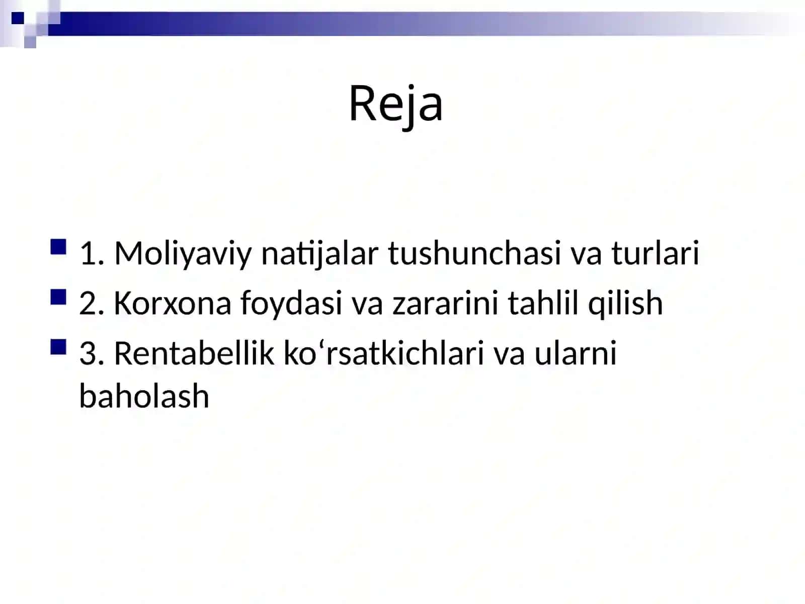 Moliyaviy natijalar va Rentabillik tahlili 2