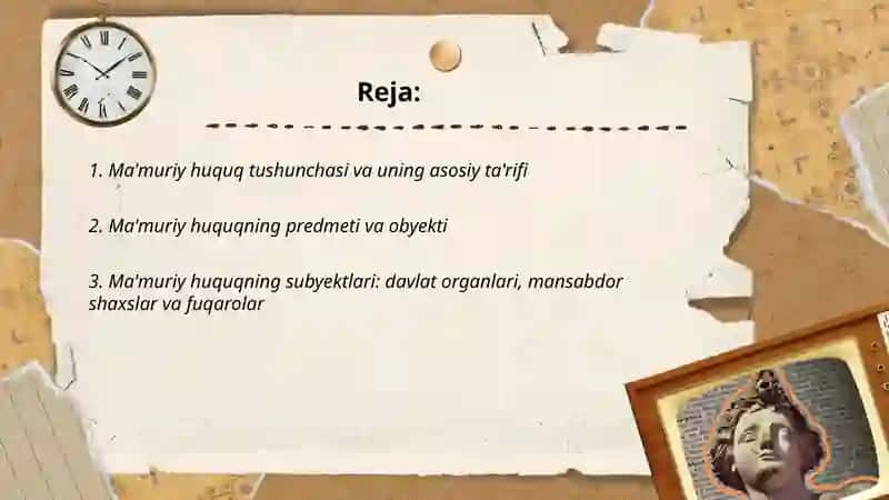 Ma'muriy huquq tushunchasi, predmeti va ahamiyati 2