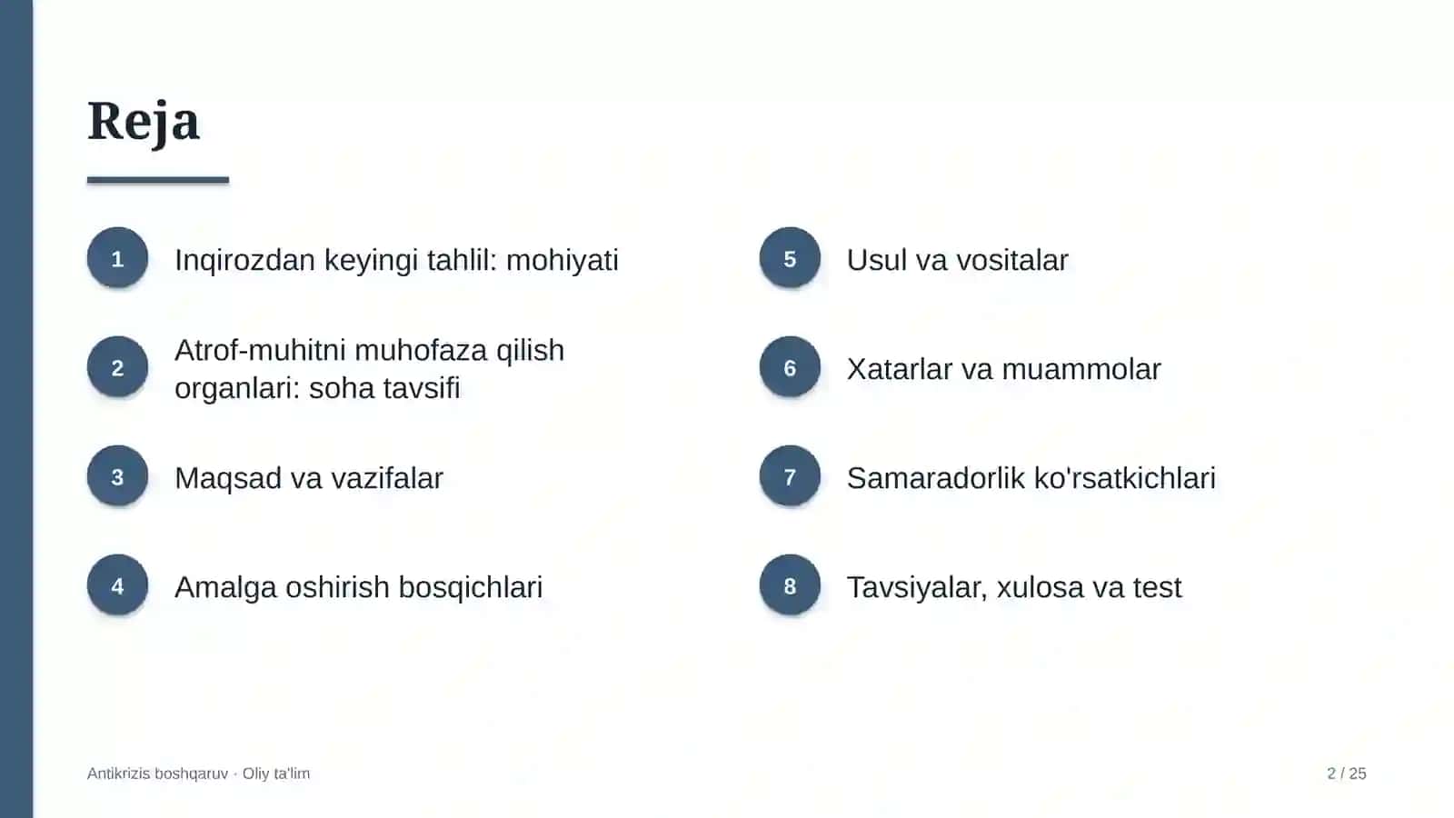 atrof muhitni muhofaza qilish organlarida inqirozdan keyingi tahlilni o'tkazish 2430 2