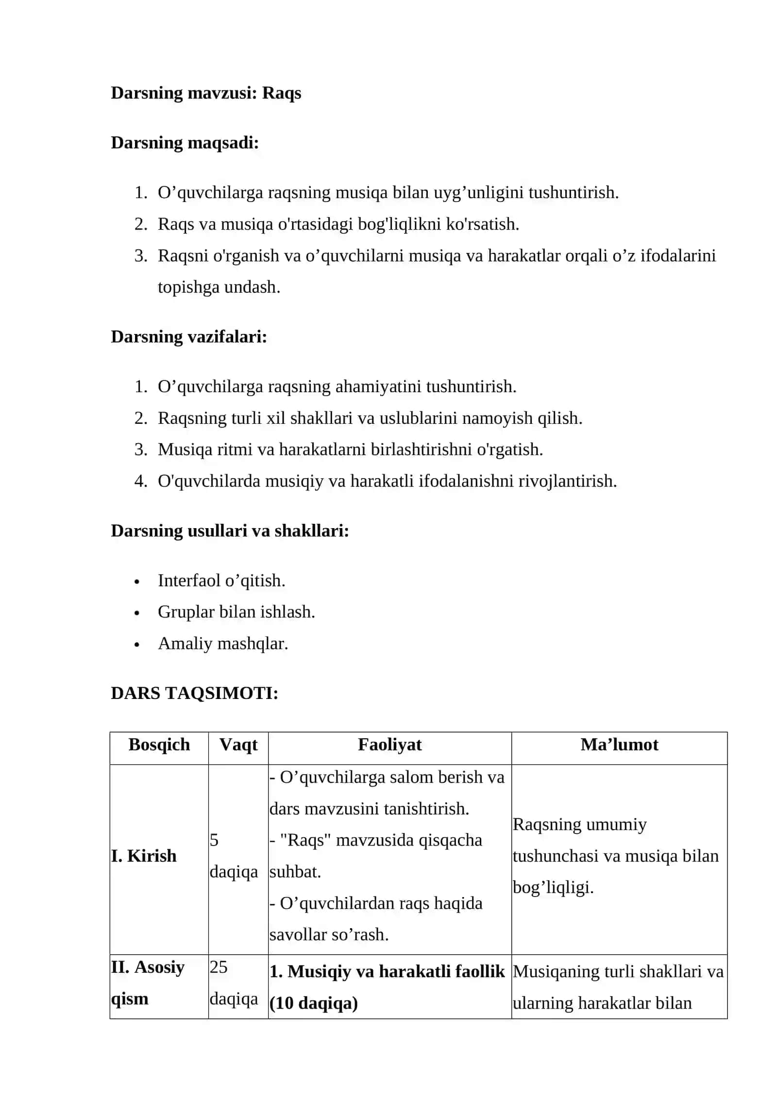 2-sinf musiqa fanidan 1 soatlik Dars 2