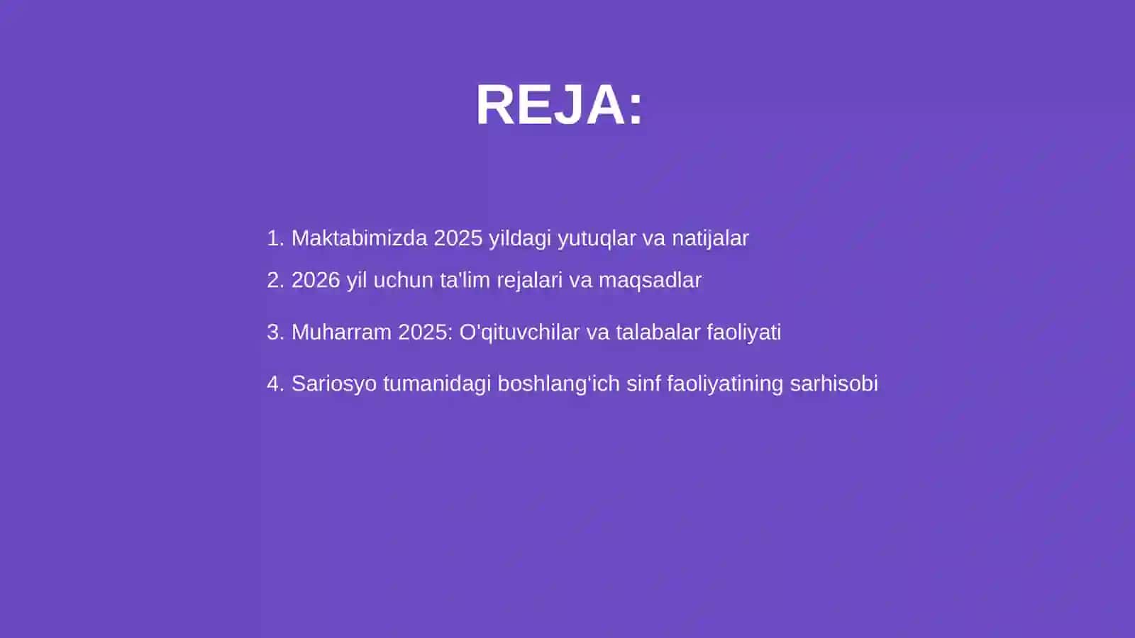 Mavzu: Muharram 2025 va 2026 yil rejalari 2