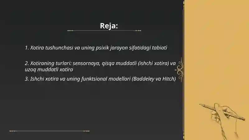 Xotiraning psixik jarayon sifatida o’rganilishi 2