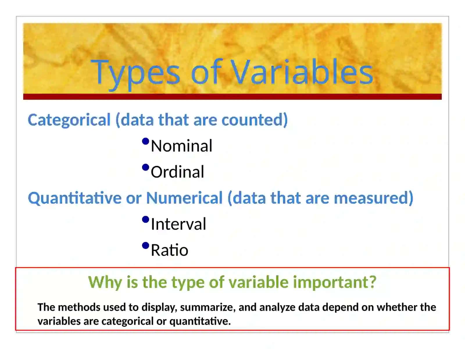 "Types of Variables" 2