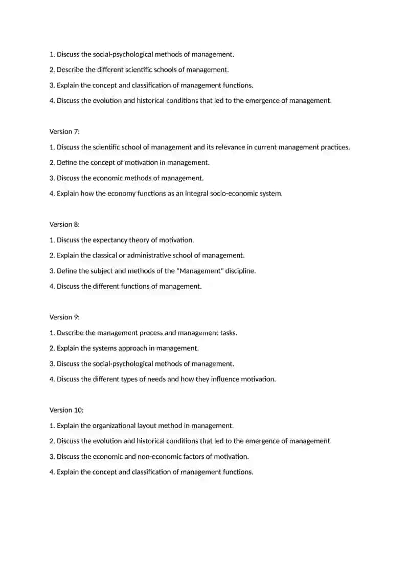 Management disciplines 2