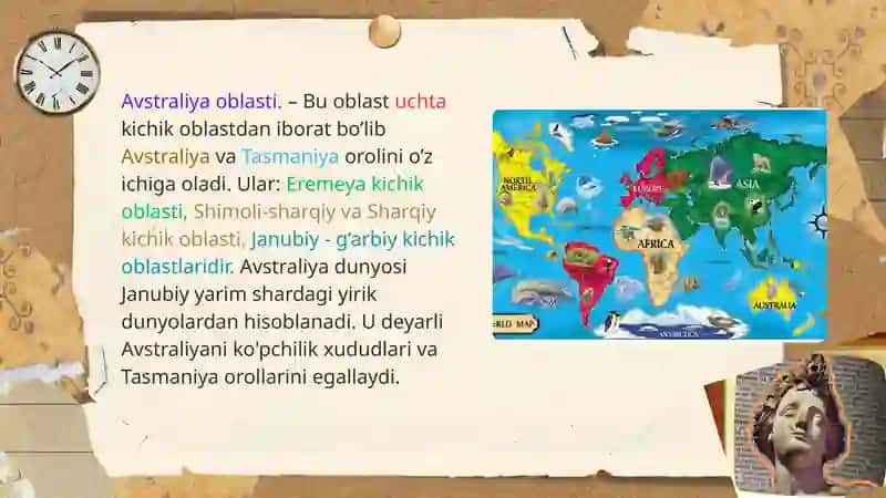 Avstraliya va Kap floristik olami va uning kichik olamlarini kontur xaritaga tushurish. 2