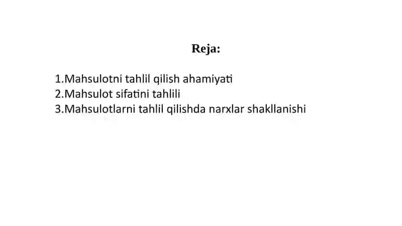 MAHSULOTLARNI TAHLIL QILISH VA BAHOLASH ISHLARINI AMALGA OSHIRISHDA QONUN QOIDALARGA RIOYA QILISH 2