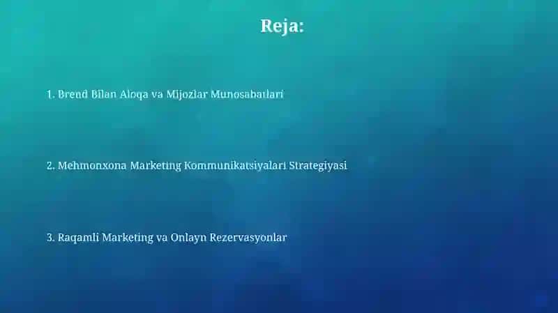 Mehmonxona marketing kommunikatsiyalari 2