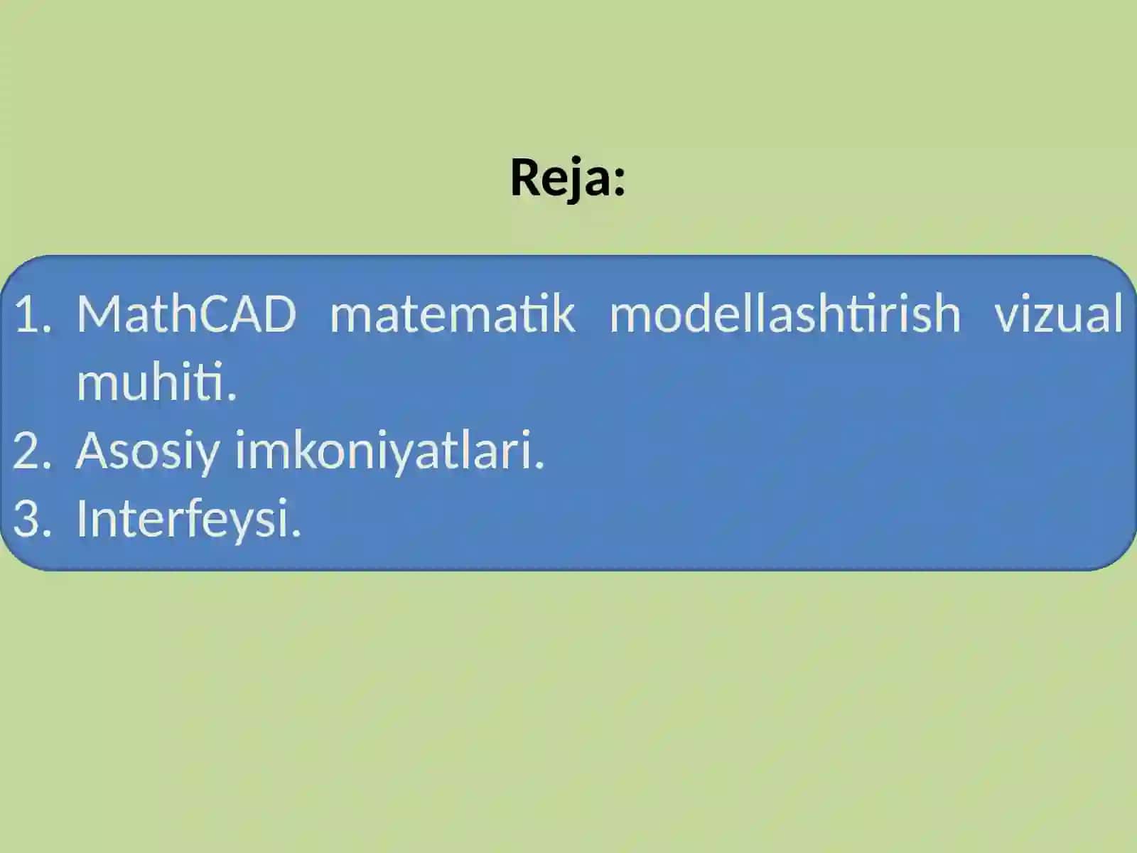 MathCAD dasturining interfeysi 2