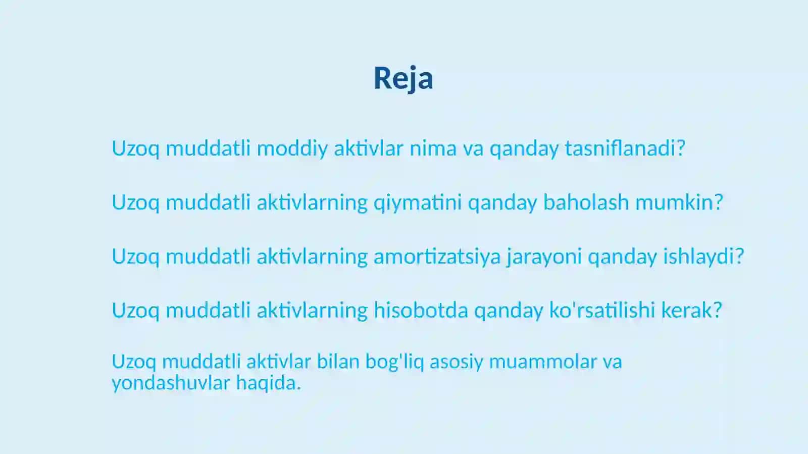 Uzoq muddatli moddiy aktivlar hisobi 2