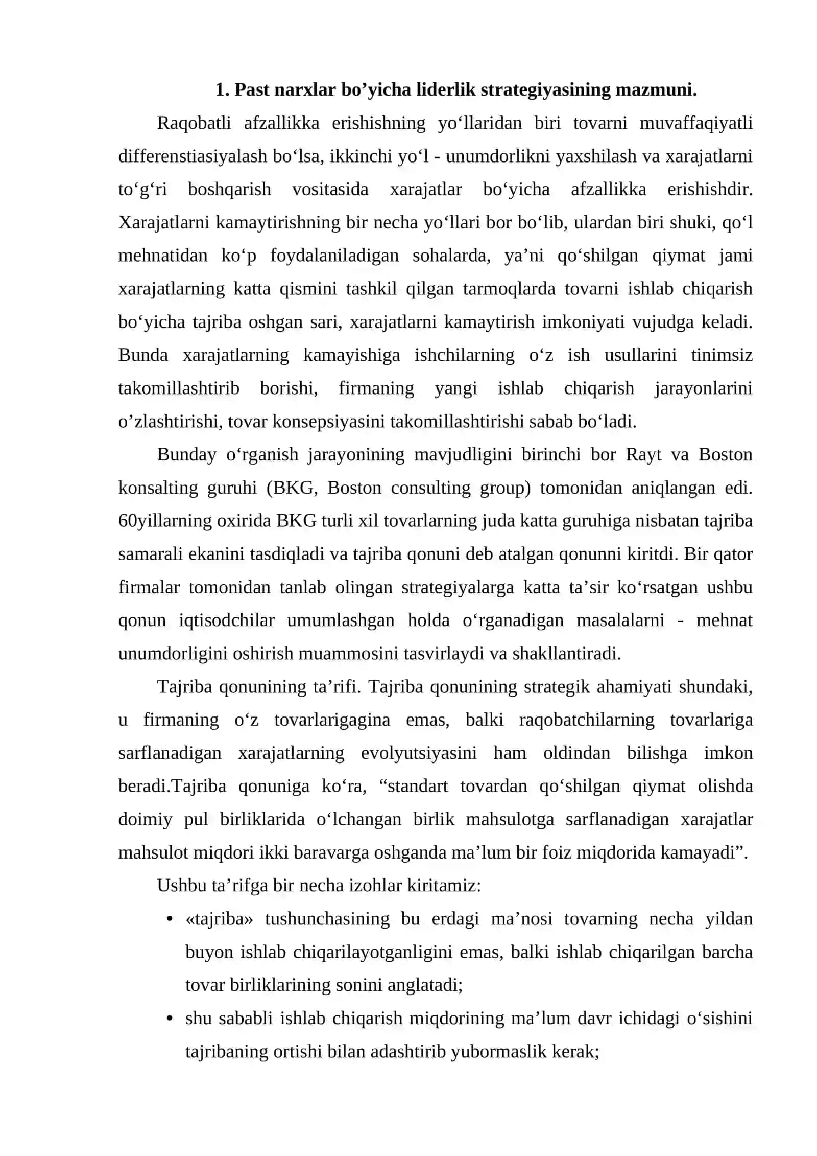 Past narxlar bo‘yicha liderlikning raqobatli strategiyasi 2