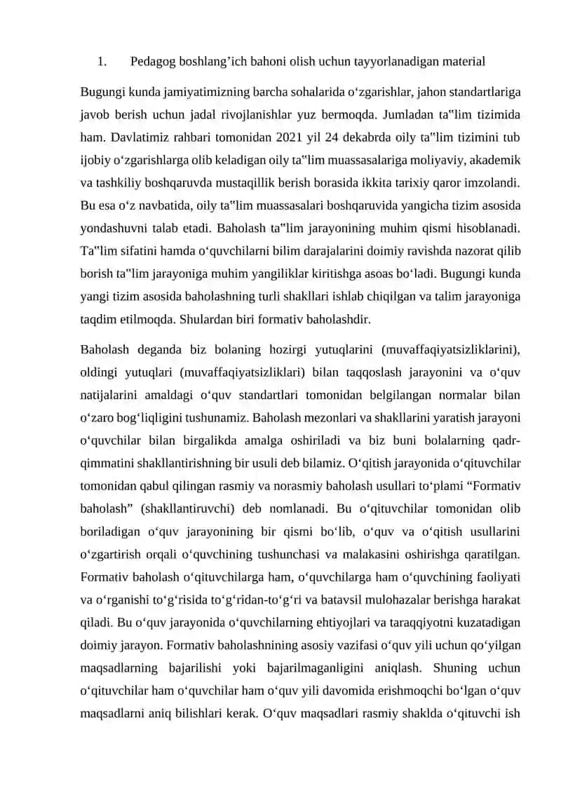 PEDAGOGIK BAHOLASHNI AMALGA OSHIRISH JARAYONI 2