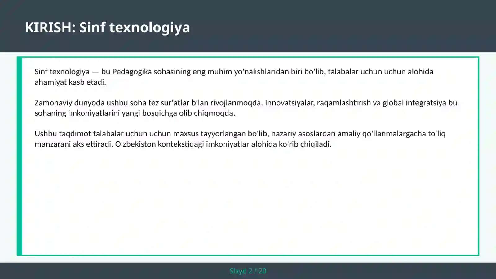 Sinf texnologiya 2