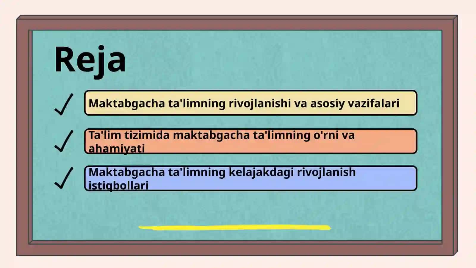 Maktabgacha ta'limni va ta'lim tizimida tutgan oʻrni 2