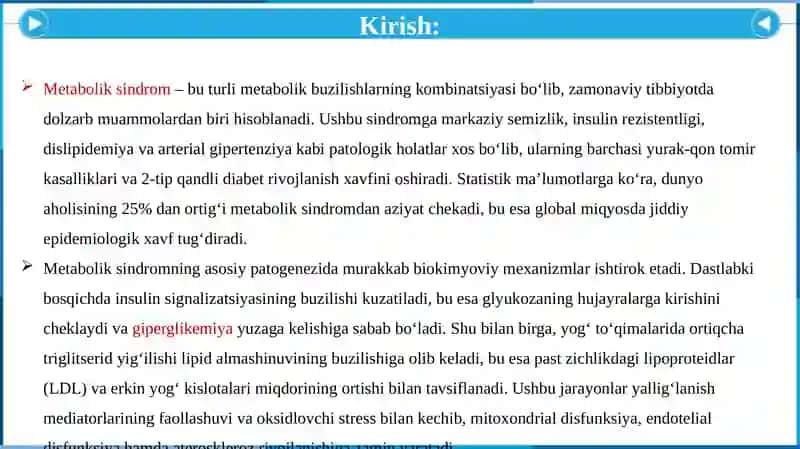 METABOLIK SINDROM KELIB CHIQISHINING BIOKIMYOVIY ASOSLARI VA ASORATLARI 2