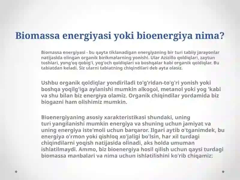 Biomassa energiyasi 2