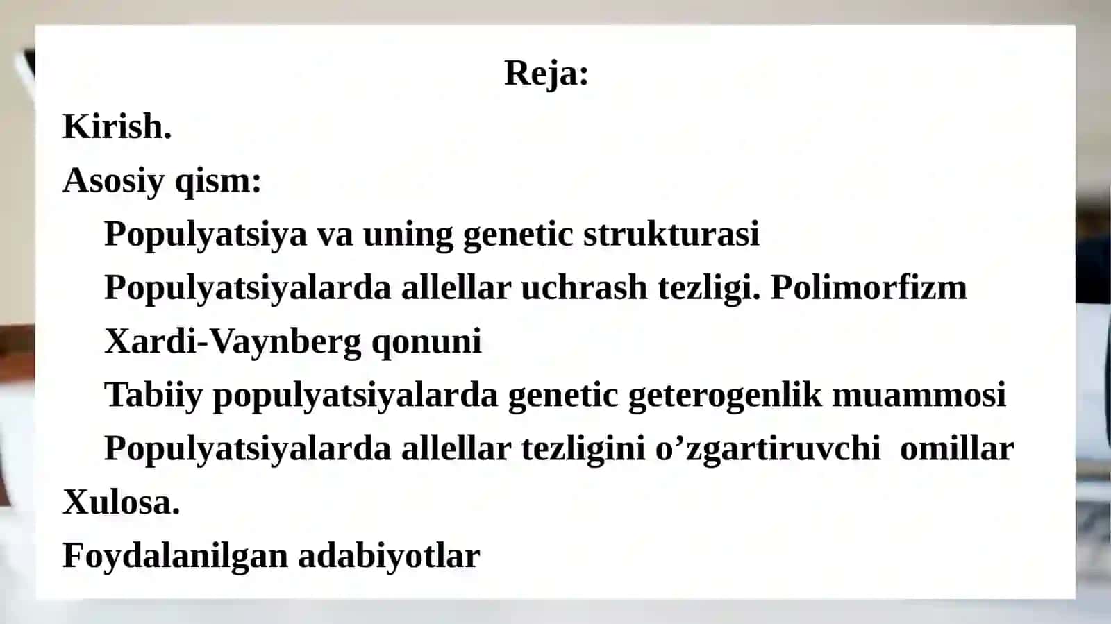 Populyatsiyalar genetikasi 2