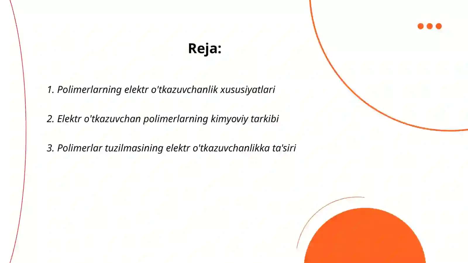 Polimerlarning elektr o'tkazuvchanlik xususiyatlari 2