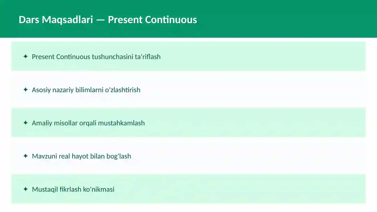 O'qitish materiallari: INGLIZ TILI Present Simple 2