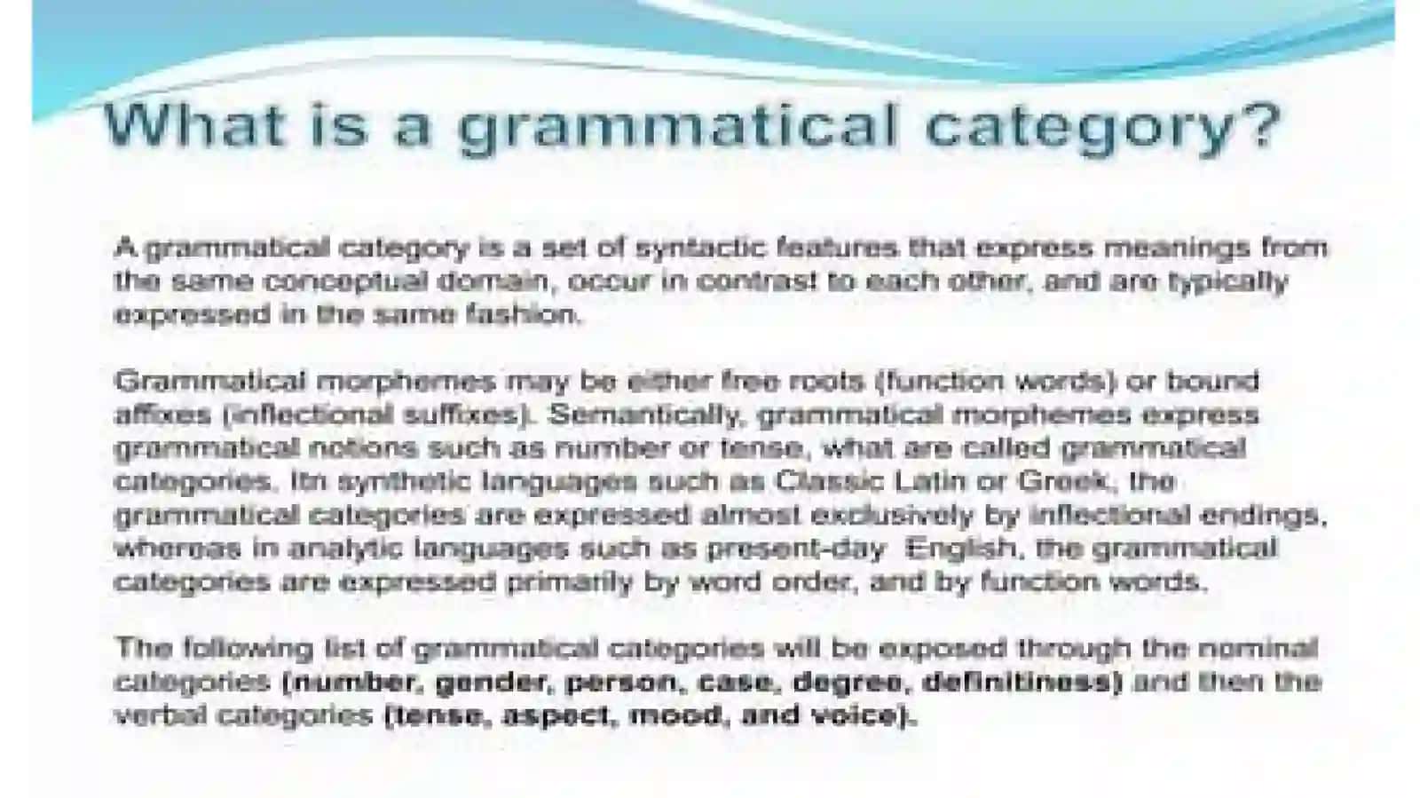 Grammatical categories 2