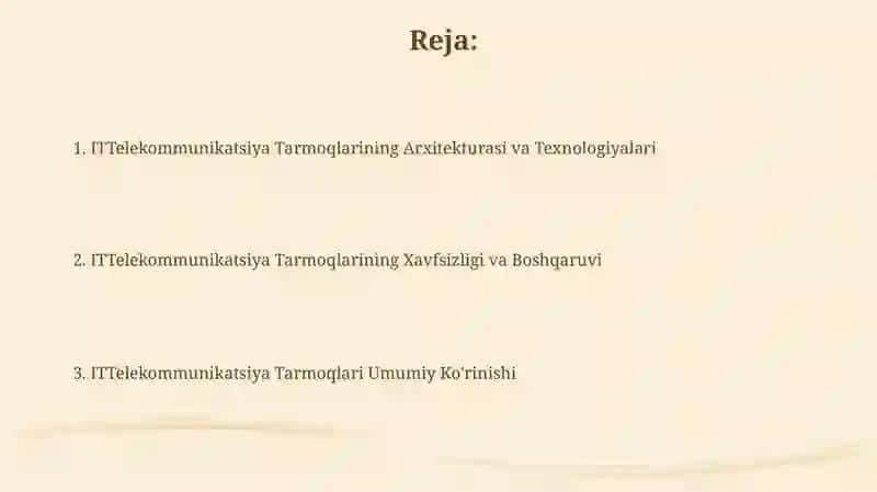 ITTelekommunikatsiya Tarmoqlarining Arxitekturasi va Texnologiyalari 2
