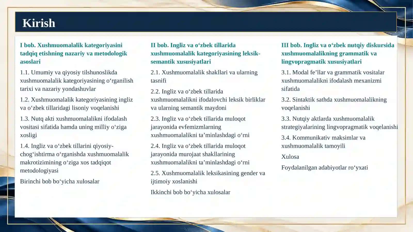 Dissertatsiya taqdimoti 2