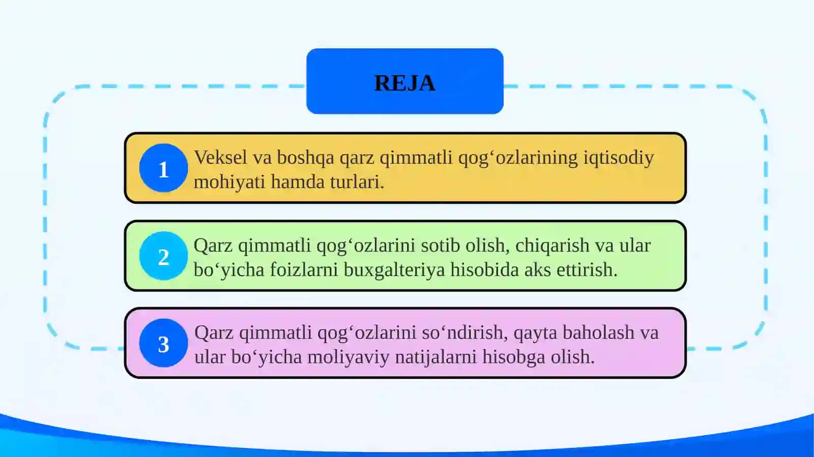 Veksel va boshqa qarz qimmatli qog‘ozlari bilan bog‘liq operatsiyalar hisobi 2