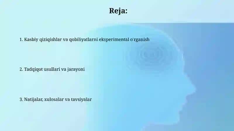 Kasbiy qiziqish va layoqatni eksperimental oʻrganish 2