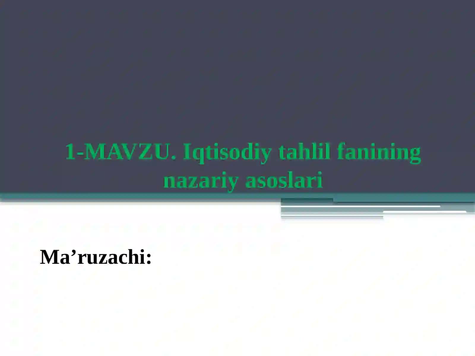 IQTISODIY TAHLIL FANIDAN TAQDIMOT 2