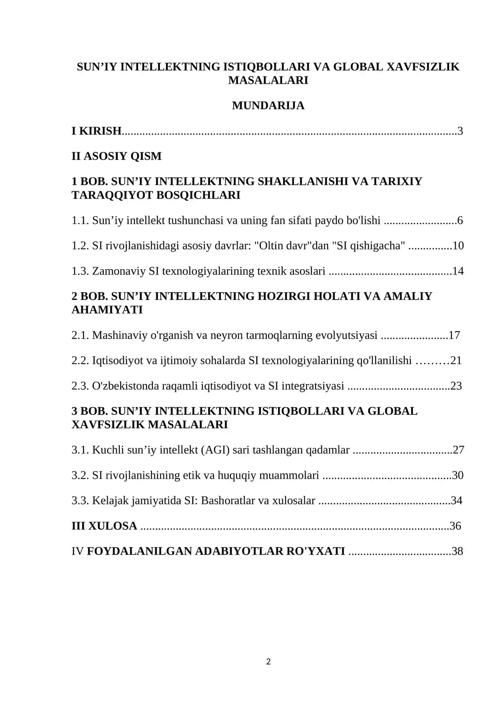 SUN’IY INTELLEKTNING ISTIQBOLLARI VA GLOBAL XAVFSIZLIK MASALALARI 2
