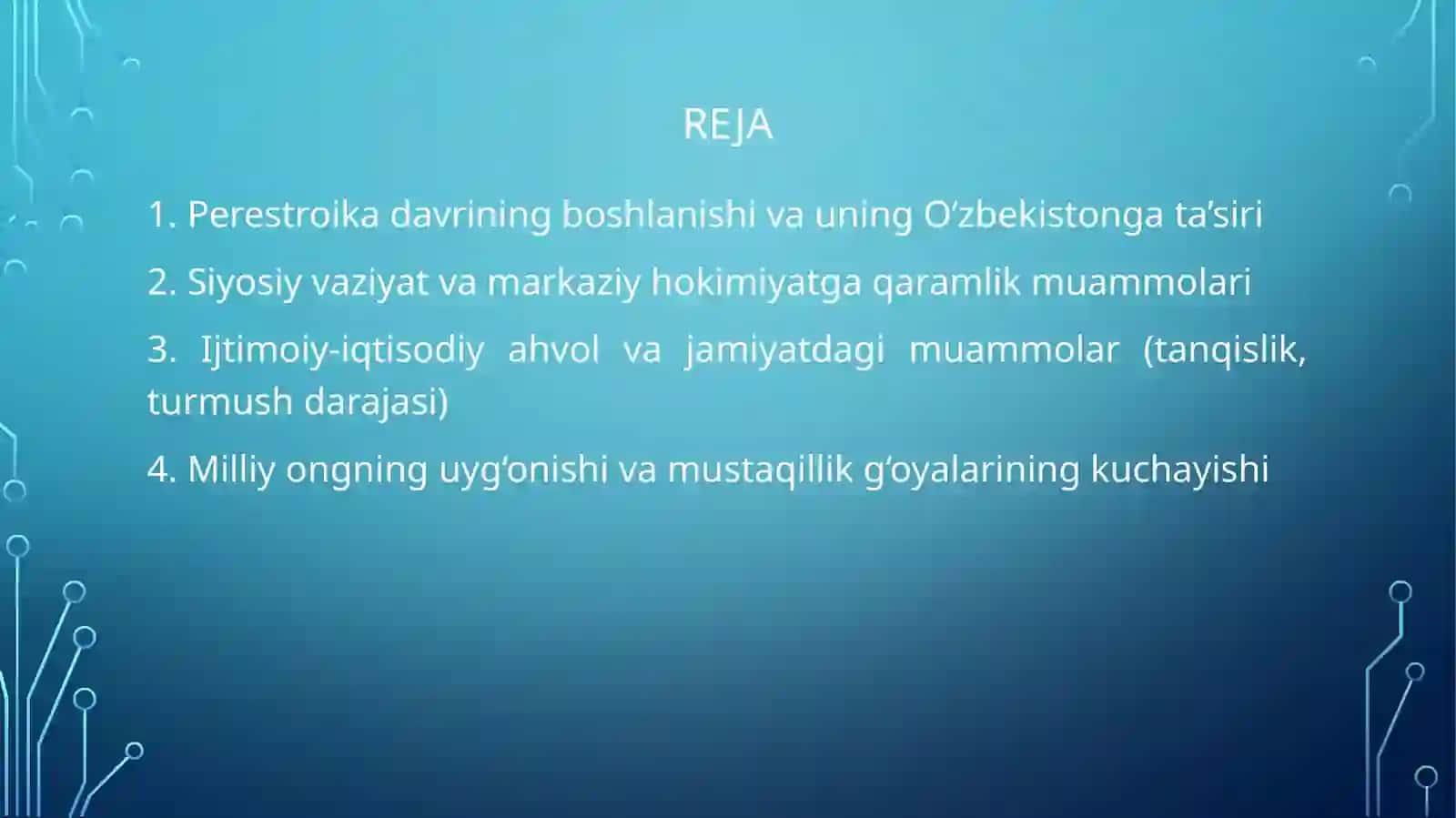 "QAYTA QURISH " yillarida Oʻzbekistonda ijtimoiy-siyosiy vaziyat 2