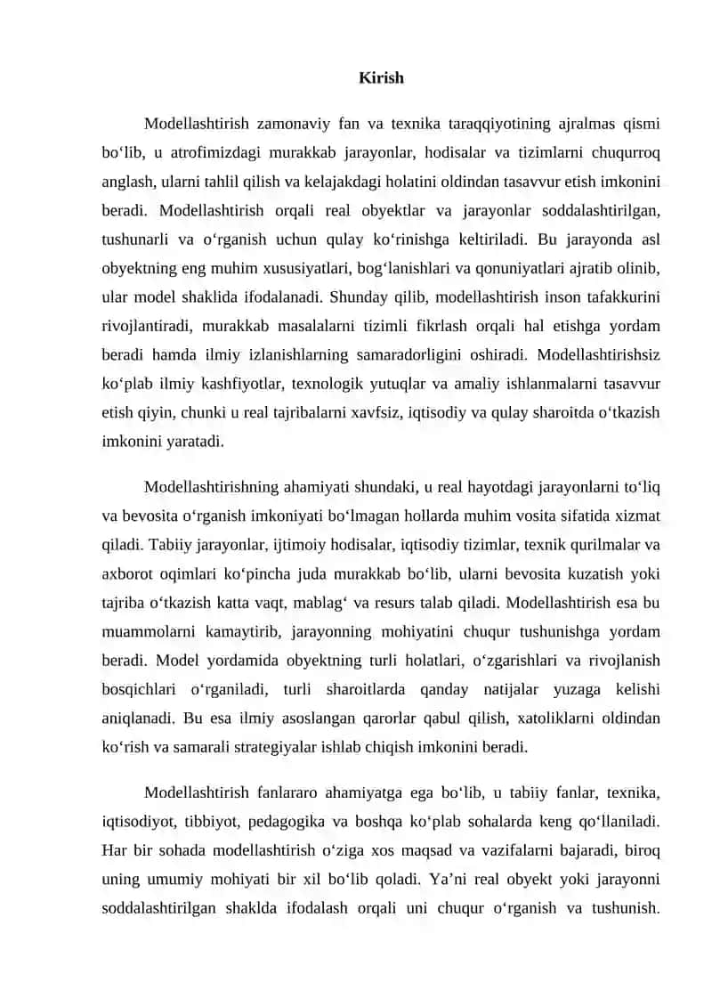 Modellashtirish metodlarining klassifikatsiyasi 2