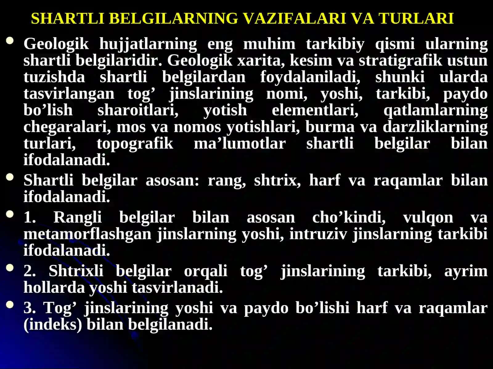 Geolоgik xaritalarning shartli belgilari 2