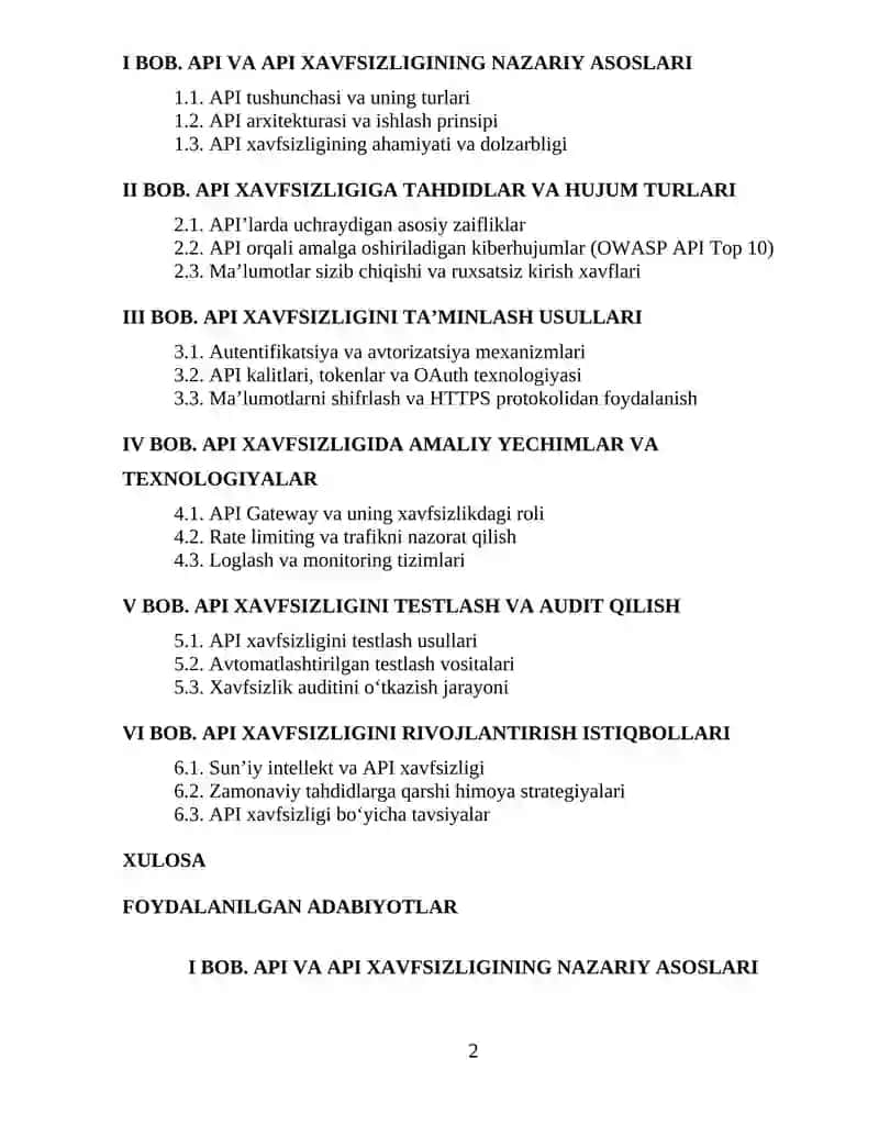 API xavfsizligi 2