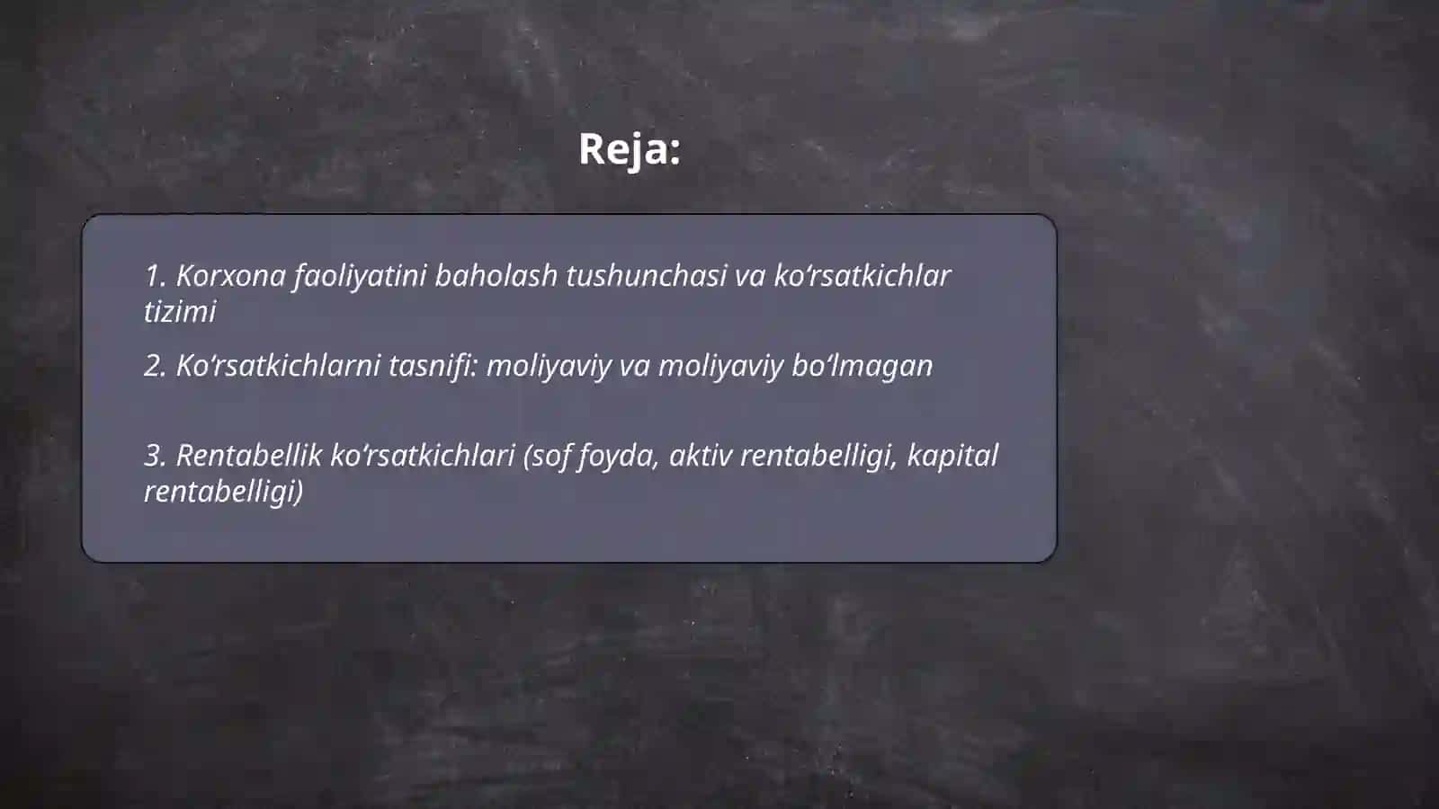 Korxona faoliyatini baholashda ko‘rsatkichlar tizimi 2