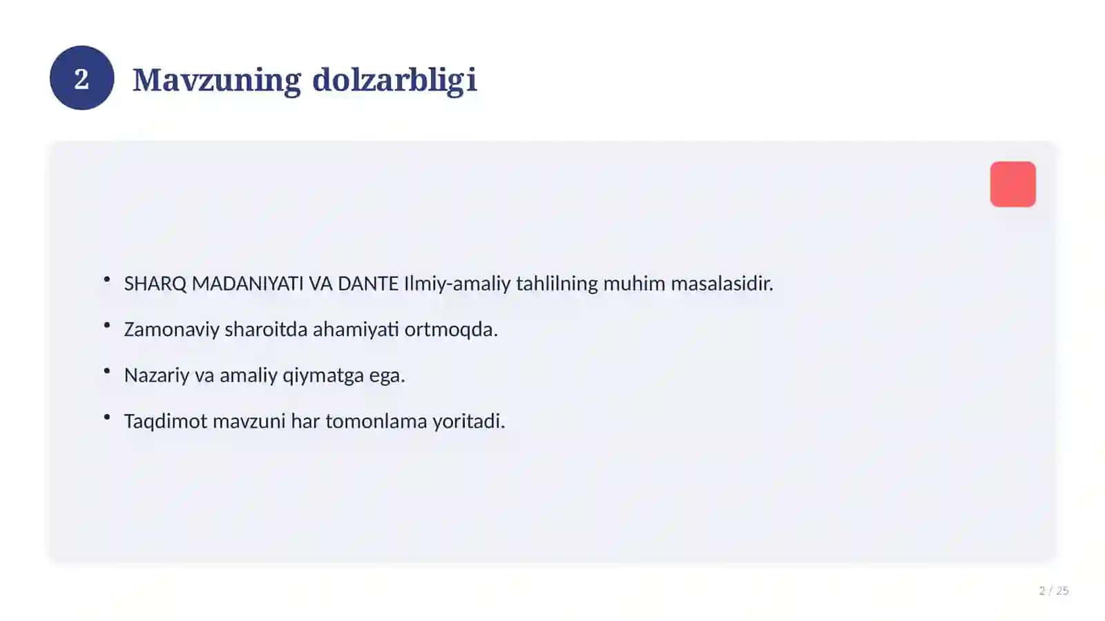 SHARQ MADANIYATI VA DANTE 2