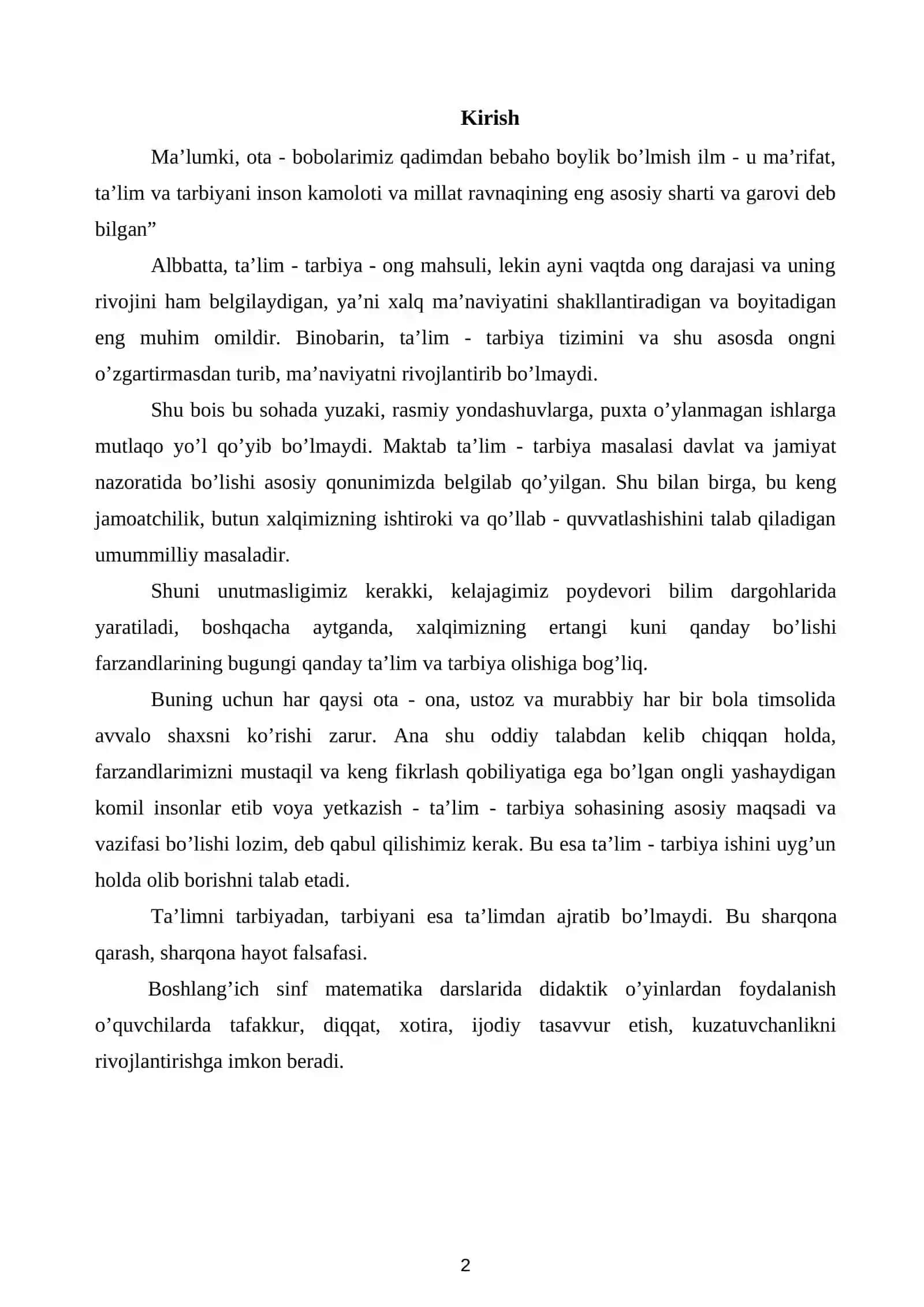 Boshlang’ich sinf matematika darslarida didaktik o’yinlardan foydalanish metodlari 2