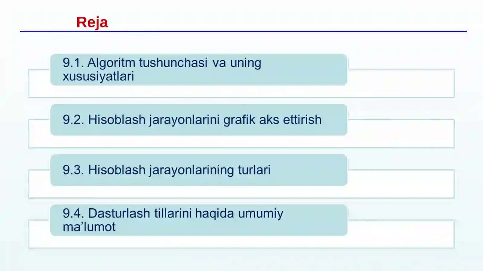ALGORITMLASHTIRISH VA DASTURLASH ASOSLARI 2