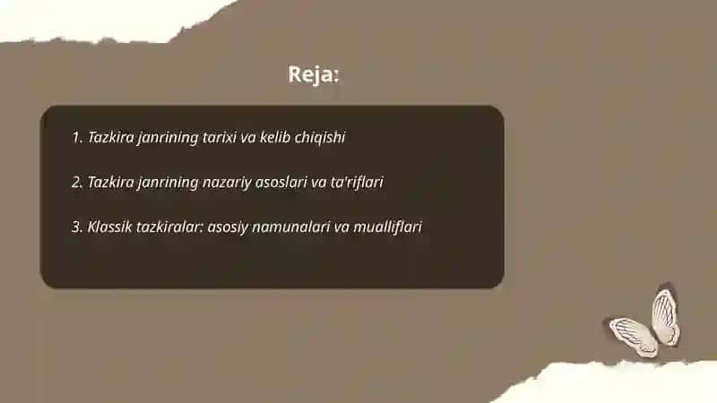 TAZKIRA JANRI VA UNING ZAMONAVIY KO'RINISHLARI 2