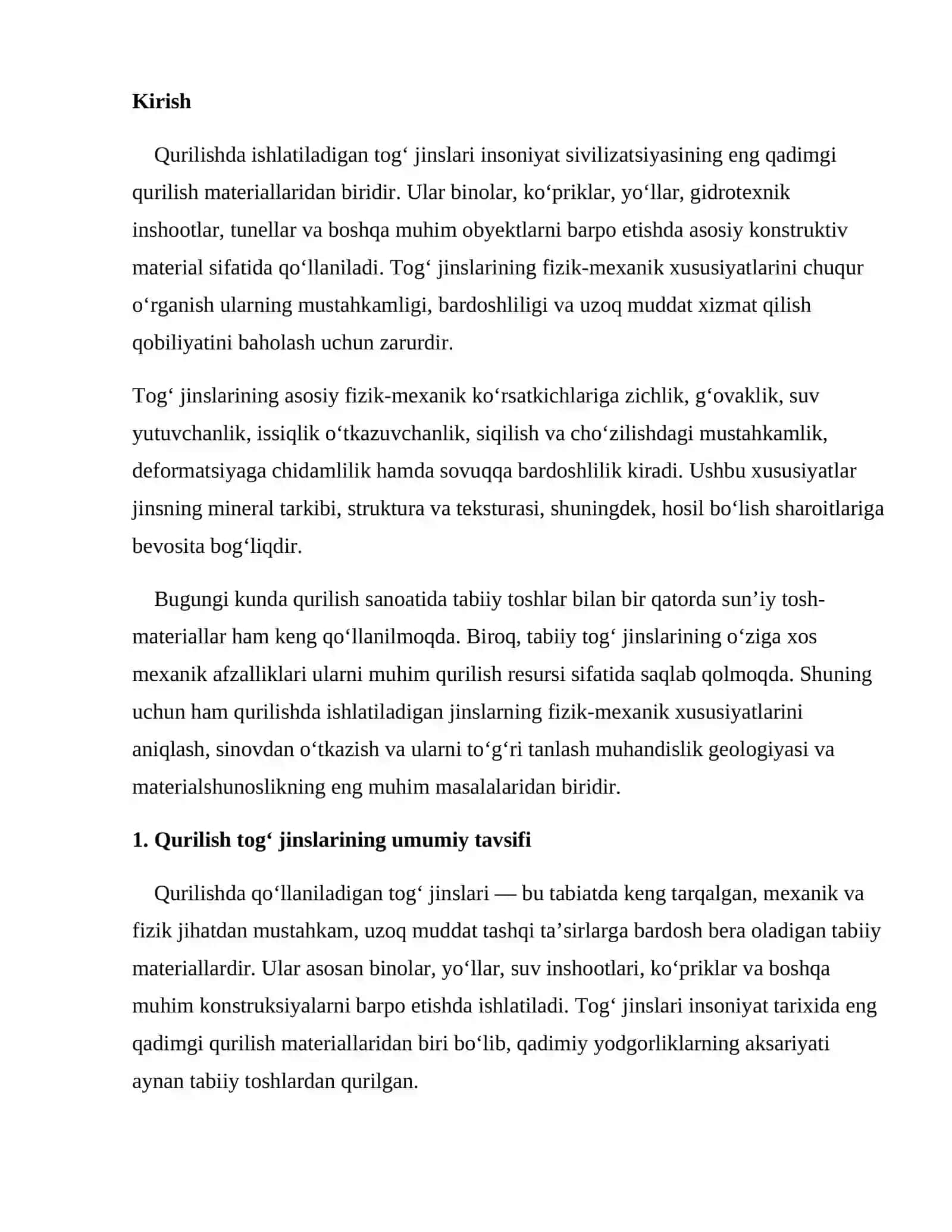 Qurilish tog‘ jinslarining asosiy fizik-mexanik xususiyatlari 2