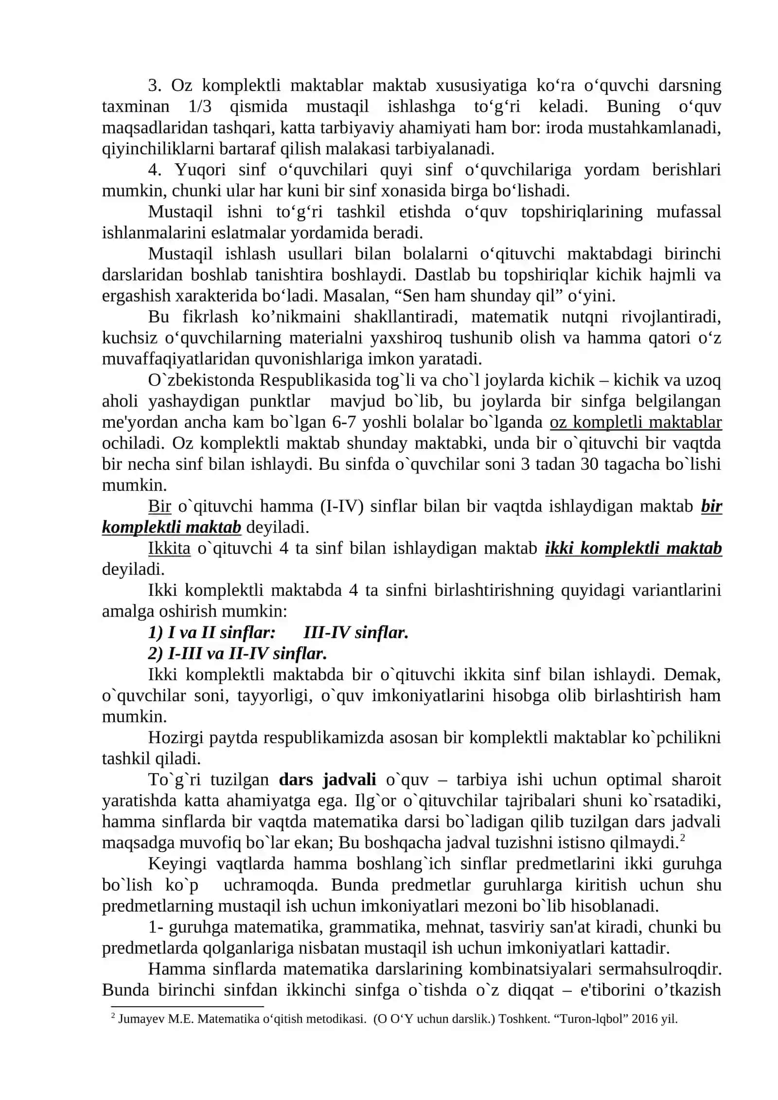 Oz komplyektli maktablarda matematika o‘qitish xususiyatlari 2
