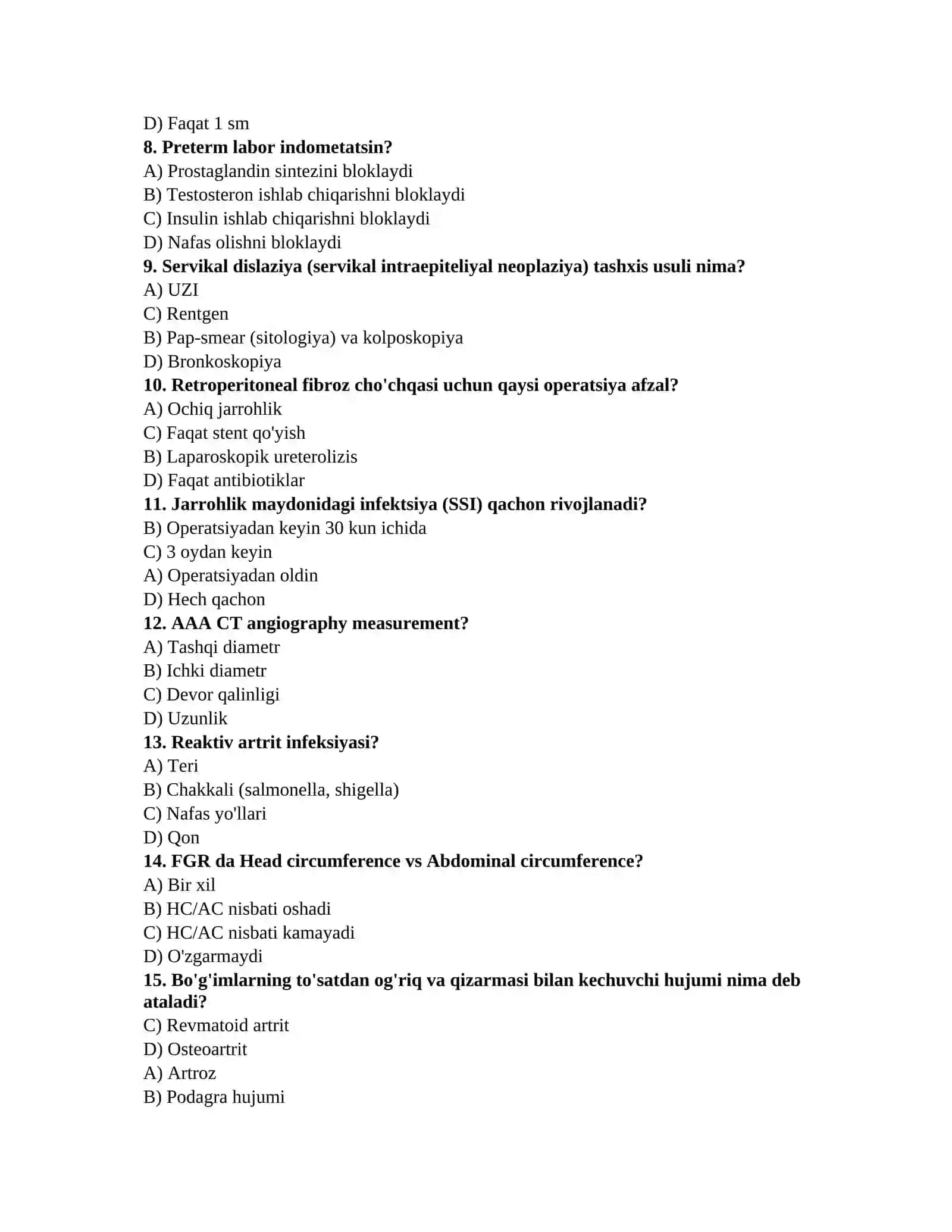 Tibbiyot testlar bazasi 2